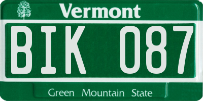 VT license plate BIK087