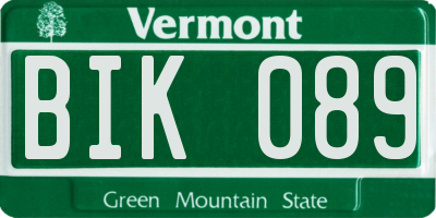 VT license plate BIK089