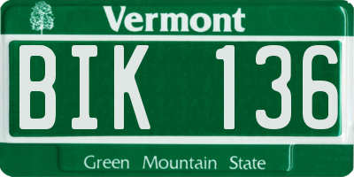VT license plate BIK136