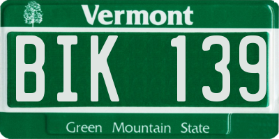 VT license plate BIK139
