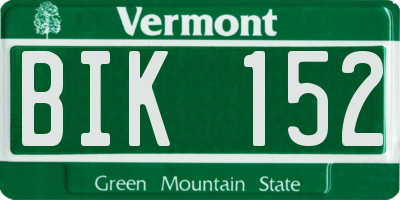 VT license plate BIK152
