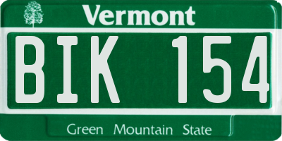 VT license plate BIK154