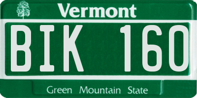 VT license plate BIK160