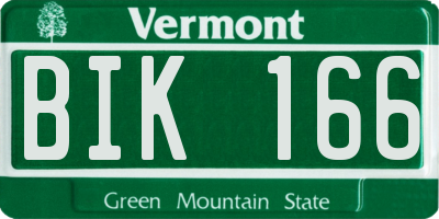 VT license plate BIK166