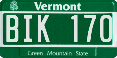 VT license plate BIK170