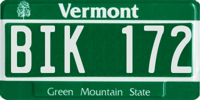 VT license plate BIK172