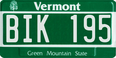 VT license plate BIK195