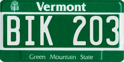 VT license plate BIK203