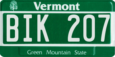VT license plate BIK207