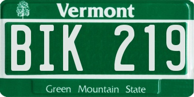 VT license plate BIK219