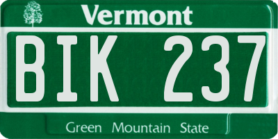 VT license plate BIK237