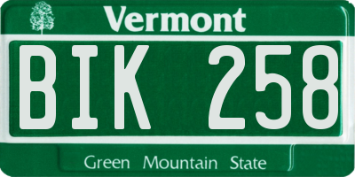 VT license plate BIK258