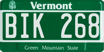 VT license plate BIK268