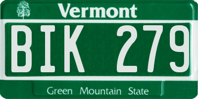 VT license plate BIK279