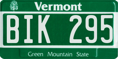 VT license plate BIK295