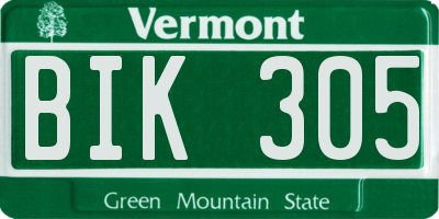 VT license plate BIK305