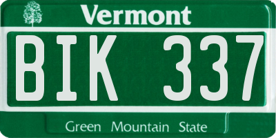 VT license plate BIK337