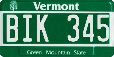 VT license plate BIK345