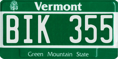 VT license plate BIK355