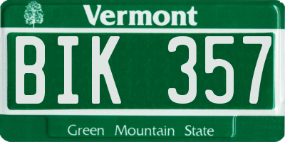 VT license plate BIK357