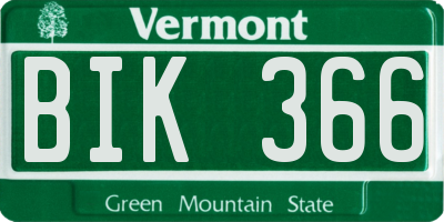 VT license plate BIK366