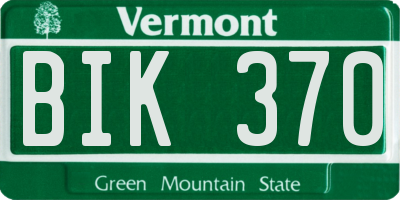 VT license plate BIK370