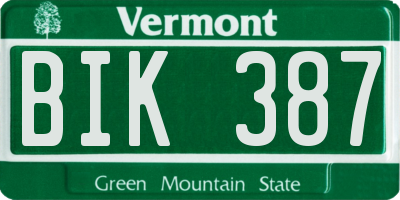 VT license plate BIK387