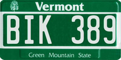 VT license plate BIK389