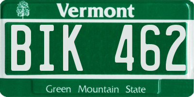 VT license plate BIK462