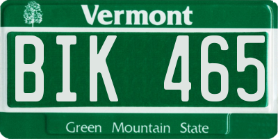 VT license plate BIK465