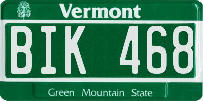 VT license plate BIK468