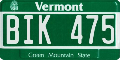 VT license plate BIK475