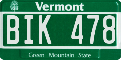 VT license plate BIK478