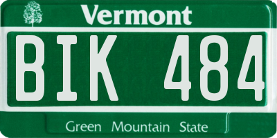 VT license plate BIK484