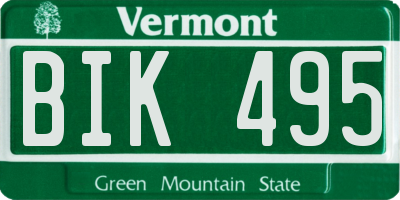 VT license plate BIK495