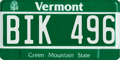VT license plate BIK496
