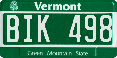 VT license plate BIK498