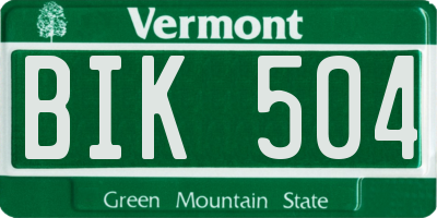 VT license plate BIK504