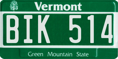 VT license plate BIK514