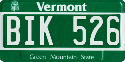 VT license plate BIK526