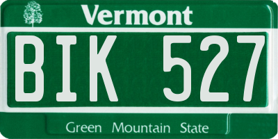 VT license plate BIK527