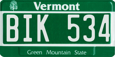 VT license plate BIK534