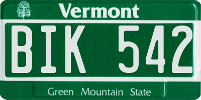 VT license plate BIK542