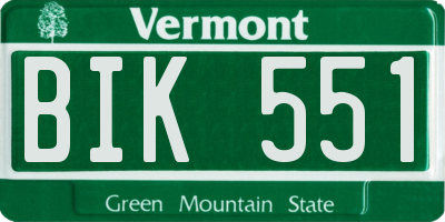 VT license plate BIK551