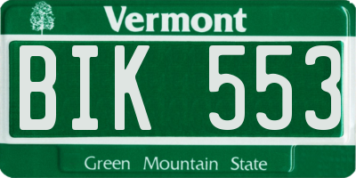 VT license plate BIK553