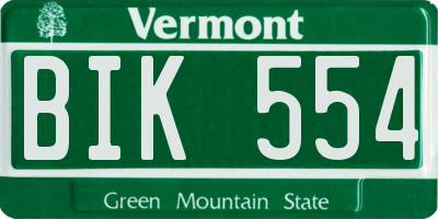 VT license plate BIK554