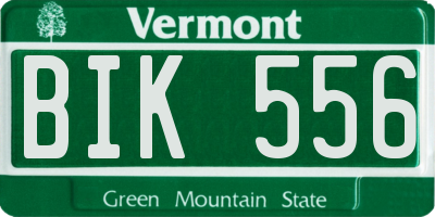 VT license plate BIK556