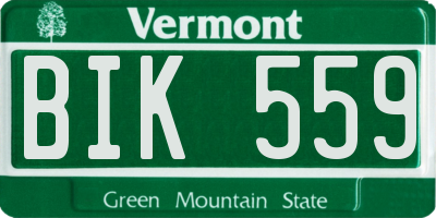 VT license plate BIK559