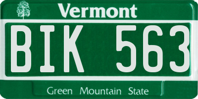 VT license plate BIK563