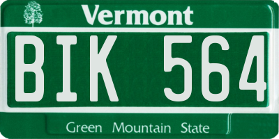 VT license plate BIK564